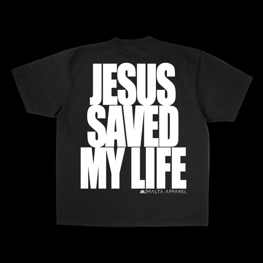 Jesus Saved My Life PUFF PRINT - Black