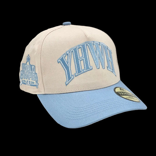 ‘YHWH’ Structured SnapBack - Cream/Baby Blue